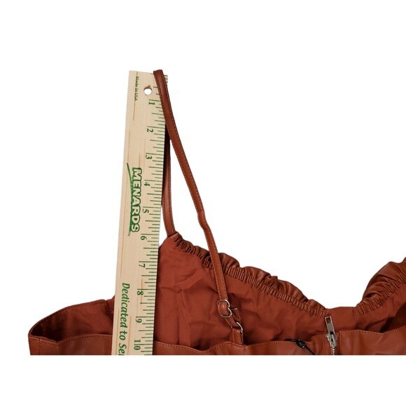 Kendall & Kylie Shired Bust Cup Mini Dress Cognac Faux Leather - NWT - Sz 3x - Picture 12 of 15